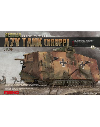 MENG 1/35 SCALE PLASTIC MILITARY MODEL KIT - TS-017 - German A7V Tank (Krupp) MMTS017