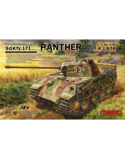 MENG 1/35 SCALE PLASTIC MILITARY MODEL KIT - TS035 - German Medium Tank sd.kfz.171 Panther AUSF .A Late