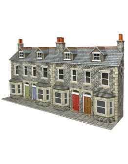 METCALFE OO/HO SCALE CARD BUILDING KIT - PO303 Low Relief Terraced House Fronts - Stone Built