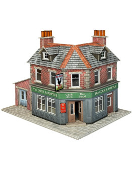 METCALFE OO/HO SCALE CARD BUILDING KIT - PO308 Corner Shop or Pub - Red Brick