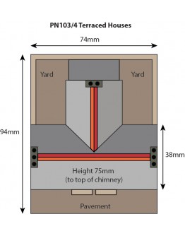 METCALFE N SCALE CARD BUILDING KIT - PN103 RED BRICK TERRACED HOUSES - [2021 DESIGN]
