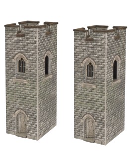 METCALFE N SCALE CARD BUILDING KIT - PN192 - CASTLE WATCH TOWERS