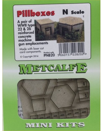 METCALFE N SCALE CARD BUILDING KIT - PN820 - PILLBOXES - METPN820