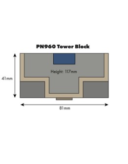 METCALFE N SCALE CARD BUILDING KIT - PN960 LOW RELIEF TOWER BLOCK - METPN960