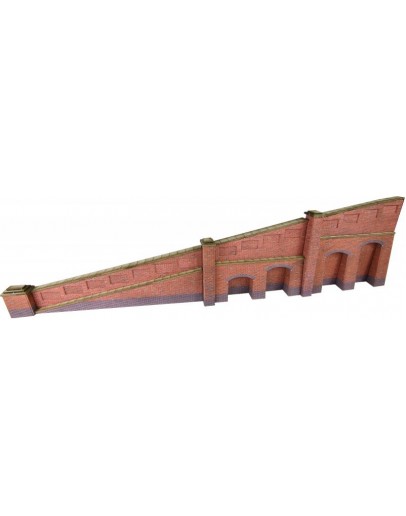 METCALFE N SCALE CARD BUILDING KIT - PN148 Tapered Retaining Wall in Red Brick