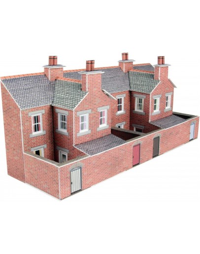 METCALFE N SCALE CARD BUILDING KIT - PN176 Low Relief Red Brick Terraced House Backs