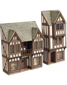 METCALFE N SCALE CARD BUILDING KIT - PN190 Low Relief Timber Framed Shops