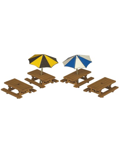 METCALFE N SCALE CARD BUILDING KIT - PN810 - PICNIC TABLES