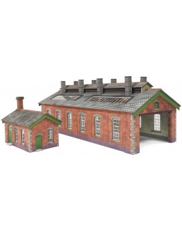 METCALFE N SCALE CARD BUILDING KIT - PN913 Double Track Engine Shed in Red Brick