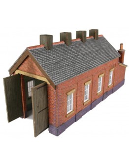 METCALFE N SCALE CARD BUILDING KIT - PN931 Single Track Engine Shed in Red Brick