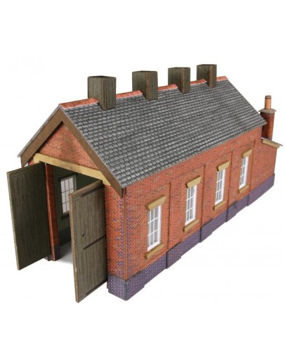 METCALFE N SCALE CARD BUILDING KIT - PN931 Single Track Engine Shed in Red Brick