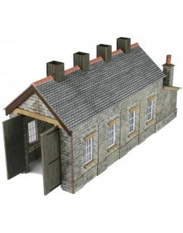 METCALFE N SCALE CARD BUILDING KIT - PN932 Single Track Engine Shed in Stone