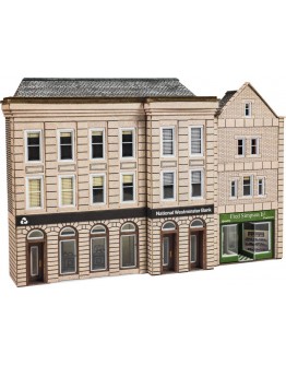 METCALFE N SCALE CARD BUILDING KIT - PN971 Low Relief Bank & Shop