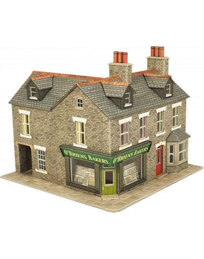 METCALFE OO/HO SCALE CARD BUILDING KIT - PO264 Corner Shop in Stone