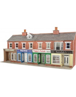 METCALFE OO/HO SCALE CARD BUILDING KIT - PO272 Low Relief Red Brick Shop Fronts