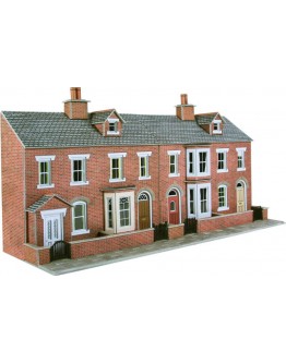 METCALFE OO/HO SCALE CARD BUILDING KIT - PO274 Low Relief Red Brick Terraced House Fronts 