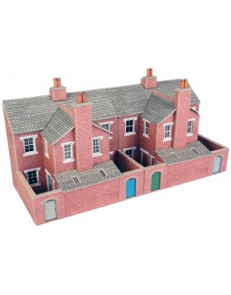 METCALFE OO/HO SCALE CARD BUILDING KIT - PO276 Low Relief Red Brick Terraced House Backs