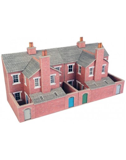 METCALFE OO/HO SCALE CARD BUILDING KIT - PO276 Low Relief Red Brick Terraced House Backs