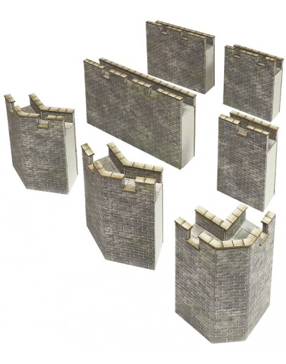 METCALFE OO/HO SCALE CARD BUILDING KIT - PO293 Castle Curtain Walls