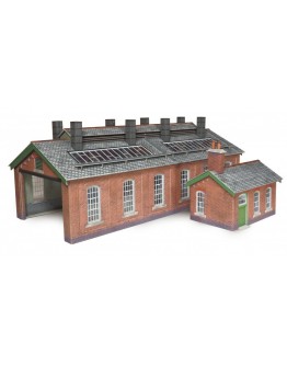 METCALFE OO/HO SCALE CARD BUILDING KIT - PO313 Double Track Red Brick Engine Shed