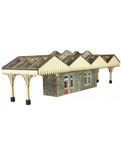 METCALFE OO/HO SCALE CARD BUILDING KIT - PO322 Stone Station Island Platform Building