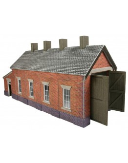 METCALFE OO/HO SCALE CARD BUILDING KIT - PO331 Single Track Red Brick Engine Shed