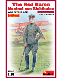 MINIART 1/16 SCALE MILITARY MODEL KIT - 16032 - Manfred Von Richthofen (Red Baron) WWI Flying Ace