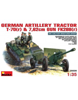 MINIART 1/35 SCALE MILITARY MODEL KIT - 35039 - German Artillery Tractor T-70(r) & 7,62cm gun FK288(r)