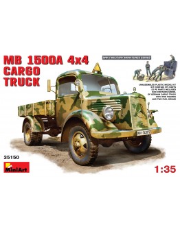 MINIART 1/35 SCALE MILITARY MODEL KIT - 35150 - MB 1500A 4X4 Cargo Truck