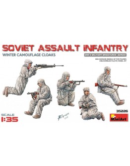 MINIART 1/35 SCALE MILITARY MODEL KIT - 35226 - Soviet Assault Infantry (Winter Camouflage Cloaks)