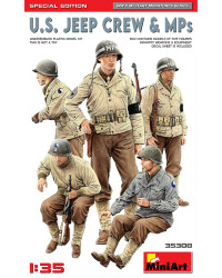 MINIART 1/35 SCALE MILITARY MODEL KIT - 35308 - U.S. Jeep Crew & MPs