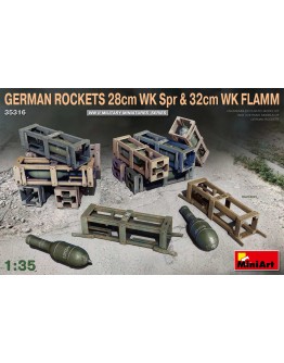 MINIART 1/35 SCALE MILITARY MODEL KIT - 35316 - German Rockets 28cm WK Spr & 32cm WK Flamm
