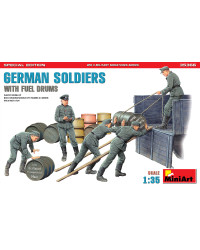 MINIART 1/35 SCALE MILITARY MODEL KIT - 35366 - German Soldiers with Fuel Drums