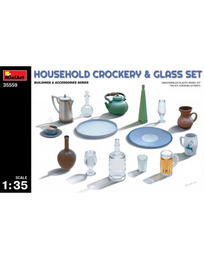 MINIART 1/35 SCALE MILITARY MODEL KIT - 35559 - Household Crockery & Glass Set