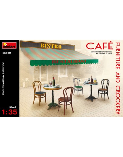 MINIART 1/35 SCALE MILITARY MODEL KIT - 35569 - Cafe Furniture and Crockery