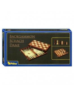 GAMES - 3 IN 1 GAME SET CHESS/CHECKERS/BACKGAMMON PH12508