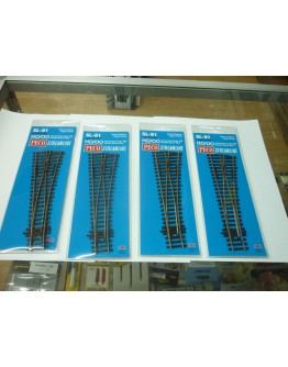 PECO OO/HO CODE 100 TRACK  [Insulfrog] SL91B4 BULK PACK Small Radius Turnout Right Hand [PACKCONTAINS 4 SETS OF POINTS]