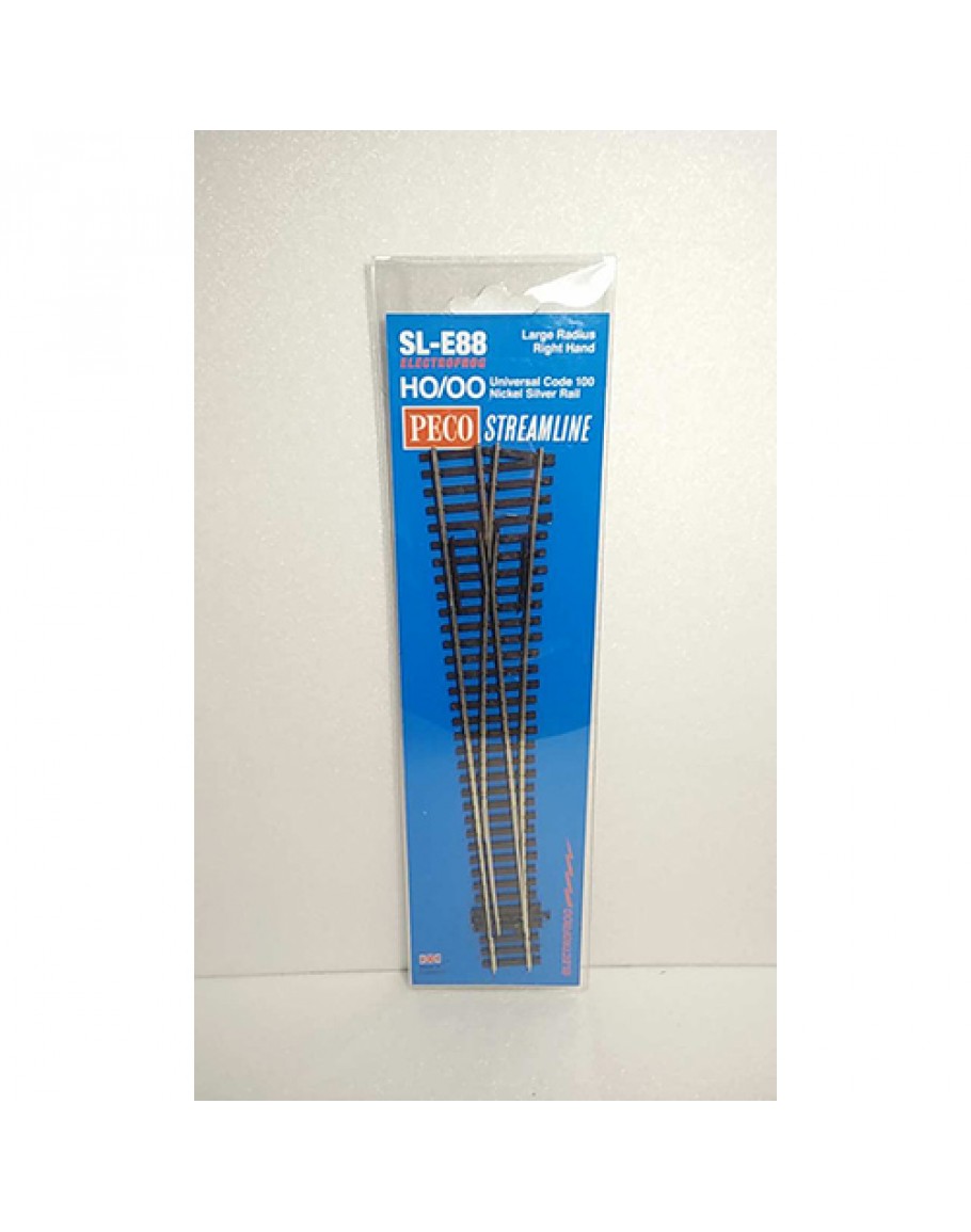 thumbnail image 2 of PECO SL-88 Large Radius Right Hand Turnout - OO Gauge Insulfrog Code 100 (UK Made) 2 of 6