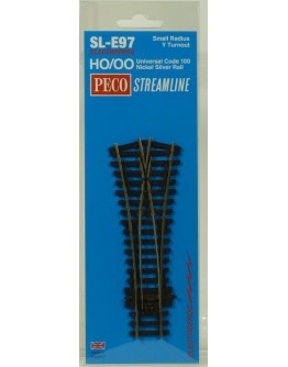 PECO OO/HO CODE 100 TRACK  [Electrofrog] SLE97 Small Radius Y Turnout