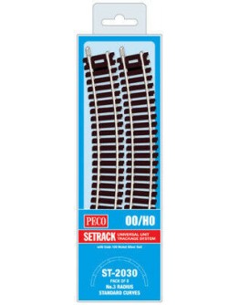 PECO OO/HO CODE 100 SETRACK  ST-2030 No 3 RADIUS STANDARD CURVES - PACK OF 8 