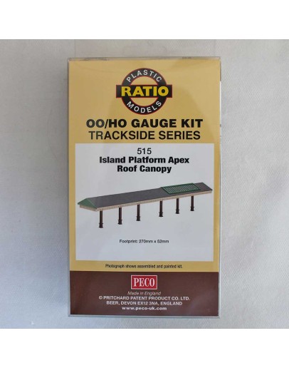 RATIO PLASTIC MODELS - OO/HO SCALE BUILDING KIT - RT515 - ISLAND PLATFORM APEX ROOF CANOPY