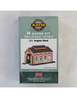 RATIO PLASTIC MODELS - N SCALE BUILDING KIT - RT203 Engine Shed