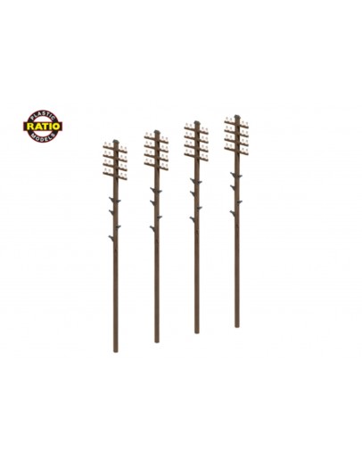 RATIO PLASTIC MODELS - OO/HO SCALE BUILDING KIT - RT452 Telegraph Poles [16 per pack]