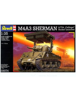 REVELL 1/35 SCALE PLASTIC MODEL MILITARY KIT - 03074 - M4A3 SHERMAN & T34 CALLIOPE ROCKET LAUNCHER RE03074