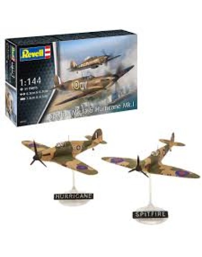 REVELL 1/144 SCALE PLASTIC MODEL AIRCRAFT KIT - 03771 SPITFIRE & HURRICANE PACK RE03771