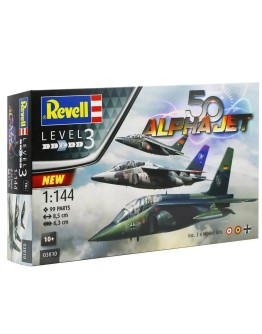 REVELL 1/144 SCALE PLASTIC MODEL AIRCRAFT KIT - 03810 - DASSAULT ALPHA JET 50th ANNIVERSARY [3 KITS IN 1] RE03810