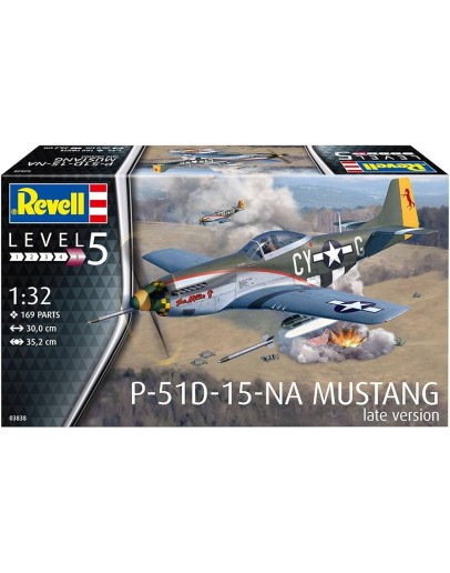 REVELL 1/32 SCALE PLASTIC MODEL AIRCRAFT KIT - 03838 - NORTH AMERICAN P-51D-15-NA MUSTANG [LATE VERSION] - RE03838