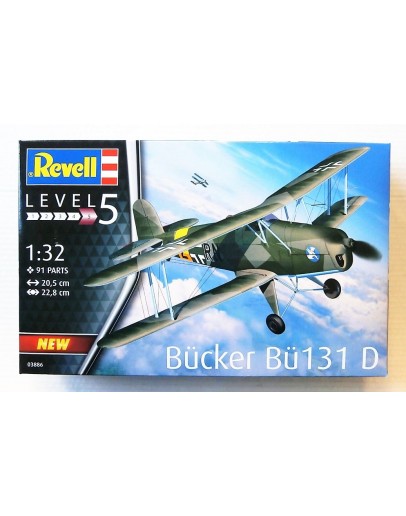 REVELL 1/32 SCALE PLASTIC MODEL AIRCRAFT KIT - 03886 - BUCKER BU131D RE03886