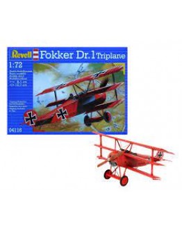 REVELL 1/72 SCALE PLASTIC MODEL AIRCRAFT KIT - 04116 - FOKKER DR1 TRIPLANE RE04116