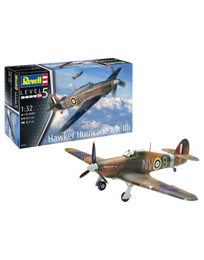 REVELL 1/32 SCALE PLASTIC MODEL AIRCRAFT KIT - 04968 - Hawker Hurricane MK IIb